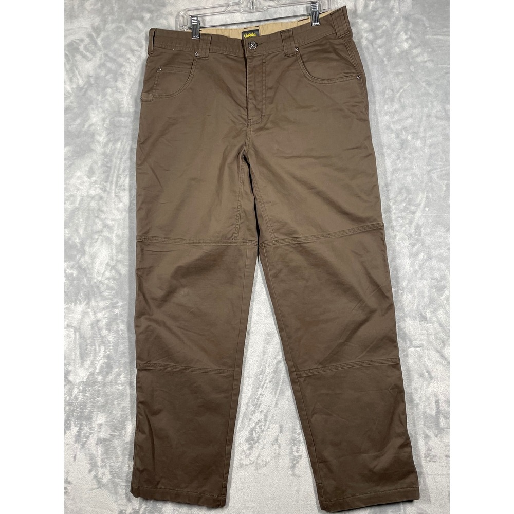 Cabelas Mens 36x34 Brown Roughneck Double Knee Stretch Lined Work Utility Pants